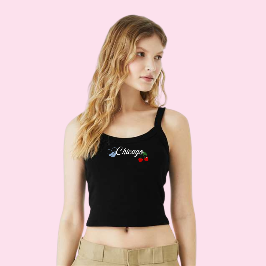 Chicago Black Heart and Cherry Tank Top