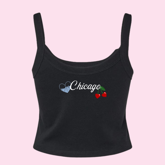 Chicago Black Heart and Cherry Tank Top