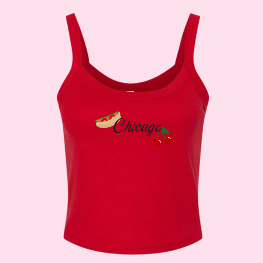 Chicago Red Tank Top Hot Dog And Cherry